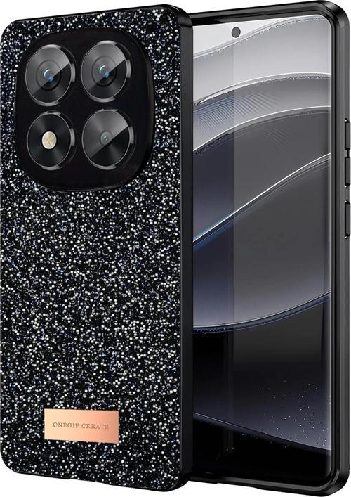 Onegif Xiaomi Redmi Note 14 Pro 5G Bright Simli Kapak - Siyah