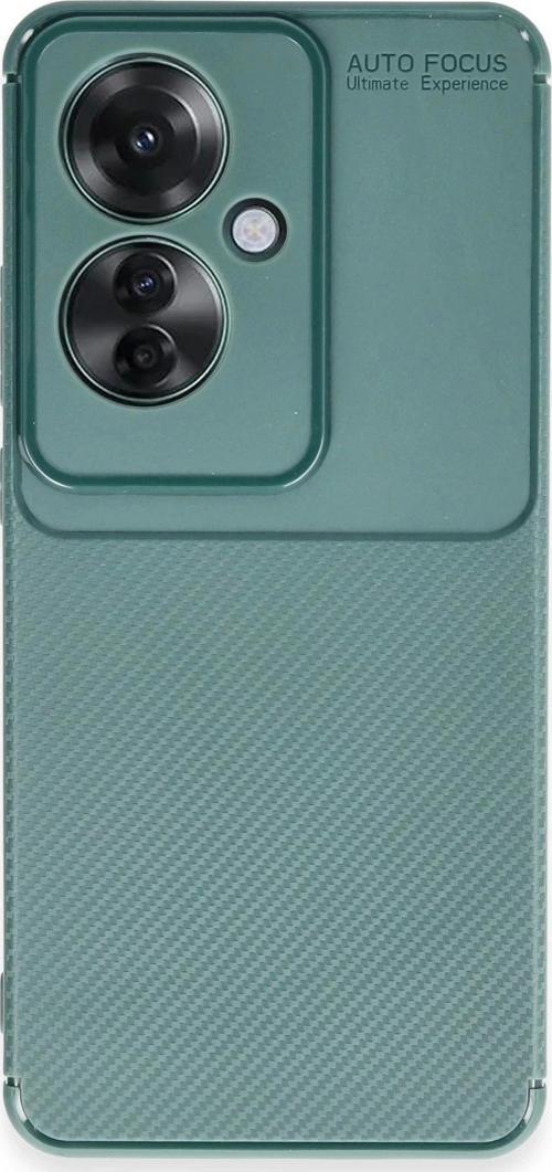Oppo Reno 11F Kılıf Auto Focus Karbon Kapak - Koyu Yeşil