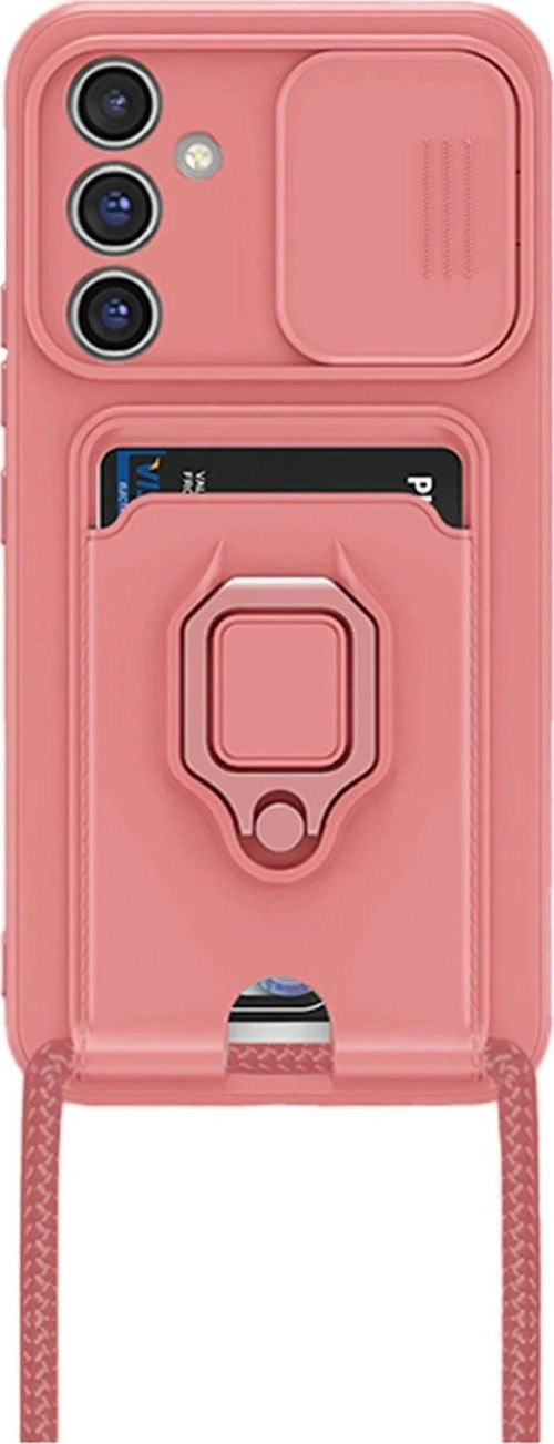 Samsung Galaxy S24 FE Kılıf Zuma Kartvizitli Yüzüklü Silikon - Pembe