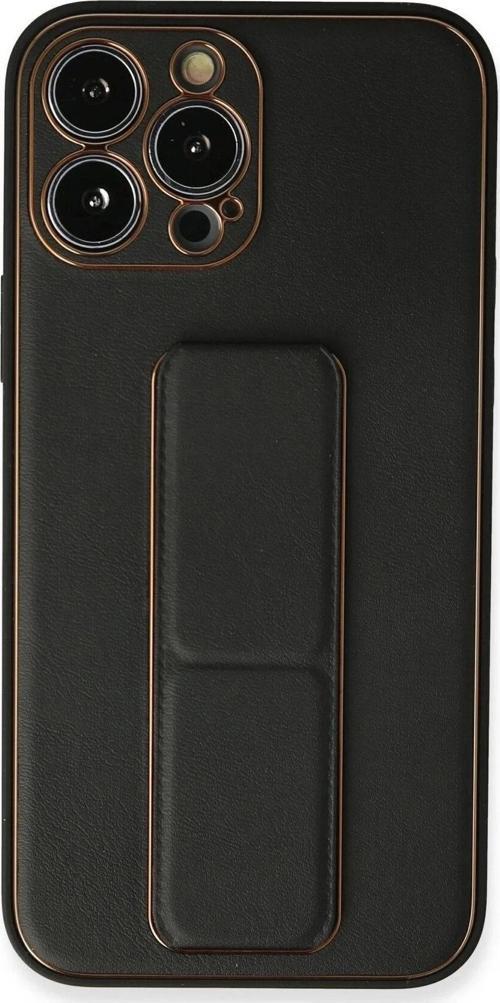 iPhone 13 Pro Kılıf Coco Deri Standlı Kapak - Siyah