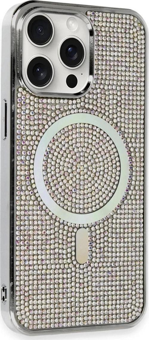 iPhone 15 Pro Kılıf Diamond Magsafe Kapak - Rainbow