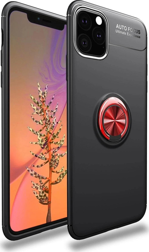 iPhone 11 Pro Kılıf Range Yüzüklü Silikon - Siyah-Kırmızı