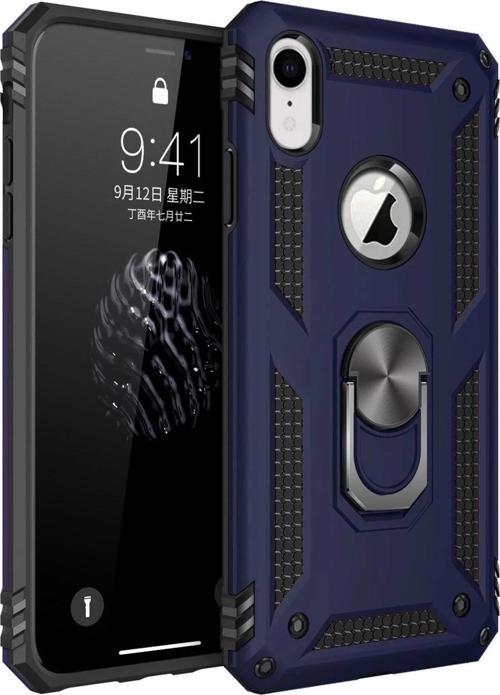 iPhone XR Kılıf Sofya Yüzüklü Silikon Kapak - Lacivert