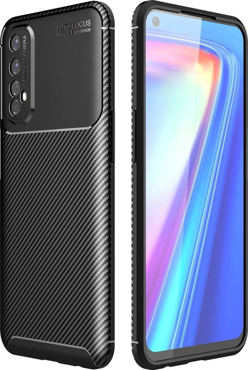Realme 7 Kılıf Auto Focus Karbon Kapak - Siyah