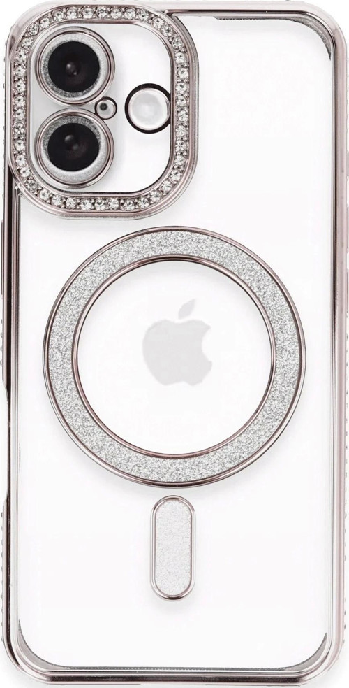 iPhone 16 Plus Kılıf Joke Simli Magneticsafe Kılıf - Pembe