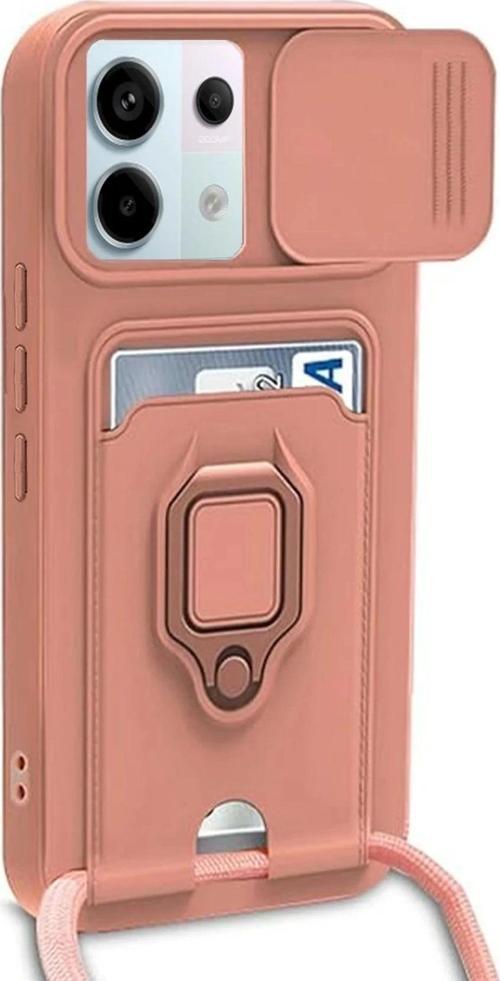 Xiaomi Redmi Note 13 Pro 5G Kılıf Zuma Kartvizitli Yüzüklü Silikon - Pembe