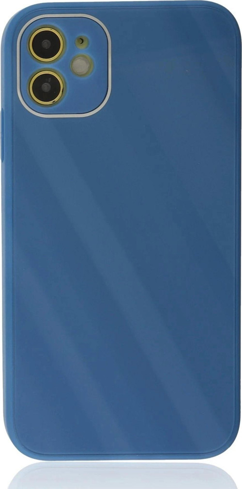 iPhone 12 Kılıf Glass Kapak - Mavi