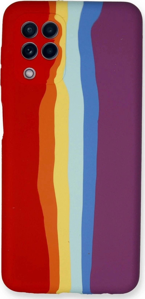 Samsung Galaxy A22 Kılıf Ebruli Lansman Silikon - Kırmızı-Mor