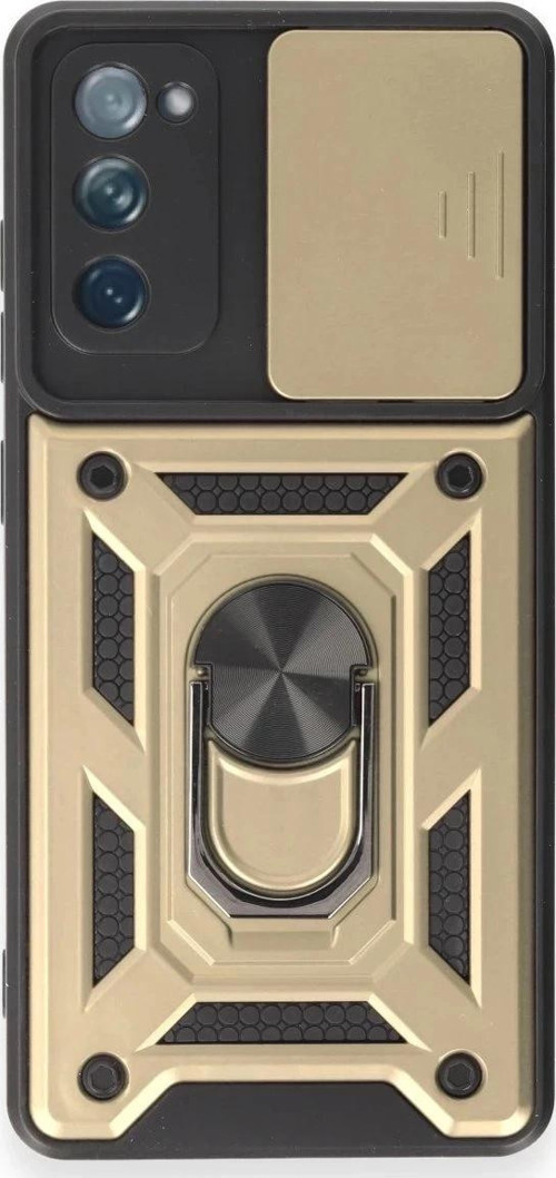 Samsung Galaxy S20 FE Kılıf Pars Lens Yüzüklü Silikon - Gold
