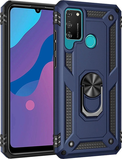 Huawei Y6P Kılıf Sofya Yüzüklü Silikon Kapak - Lacivert