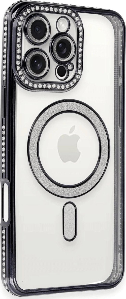 iPhone 16 Pro Max Kılıf Joke Simli Magneticsafe Kılıf - Siyah