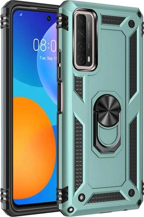 Huawei P Smart 2021 Kılıf Sofya Yüzüklü Silikon Kapak - Yeşil