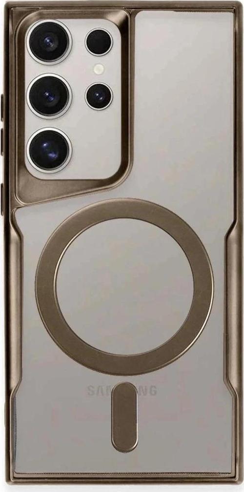 Samsung Galaxy S24 Ultra Kılıf Boyi Magsafe Silikon Kapak - Kahverengi