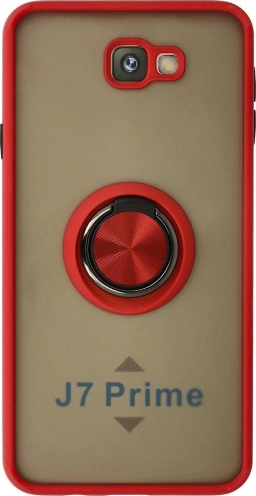 Samsung Galaxy J7 Prime Kılıf Montreal Yüzüklü Silikon Kapak - Kırmızı