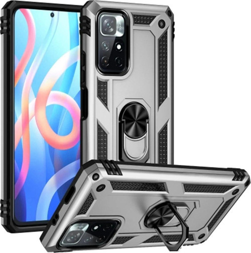 Xiaomi Redmi Note 11T Kılıf Sofya Yüzüklü Silikon Kapak - Gümüş