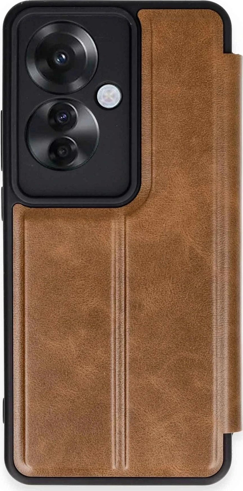 Oppo Reno 11F Kılıf Flip Cover - Taba