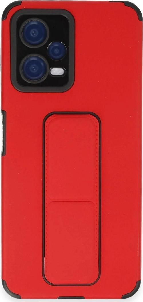 Xiaomi Poco X5 5G Kılıf Mega Standlı Silikon - Kırmızı