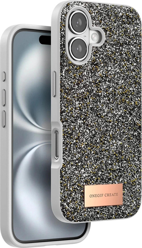 Onegif iPhone 16 Bright Simli Kapak - Gümüş