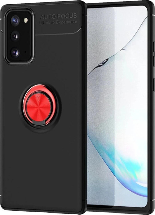 Samsung Galaxy Note 20 Kılıf Range Yüzüklü Silikon - Siyah-Kırmızı