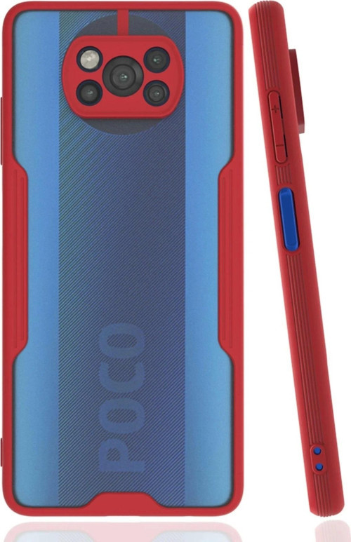 Xiaomi Pocophone X3 Kılıf Platin Silikon - Kırmızı