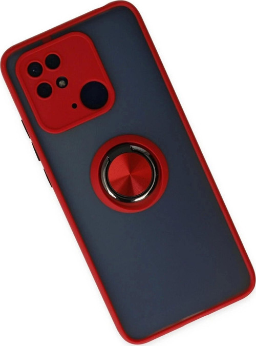 Xiaomi Redmi 10C Kılıf Montreal Yüzüklü Silikon Kapak - Kırmızı