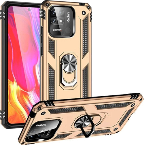 Xiaomi Redmi 10C Kılıf Sofya Yüzüklü Silikon Kapak - Gold