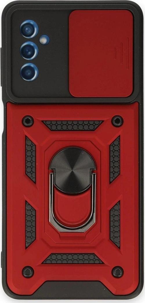 Samsung Galaxy M52 5G Kılıf Pars Lens Yüzüklü Silikon - Kırmızı