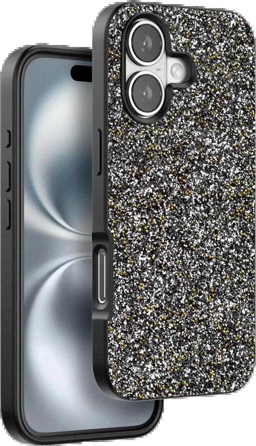 Onegif iPhone 16 Plus Bright Simli Kapak - Gümüş