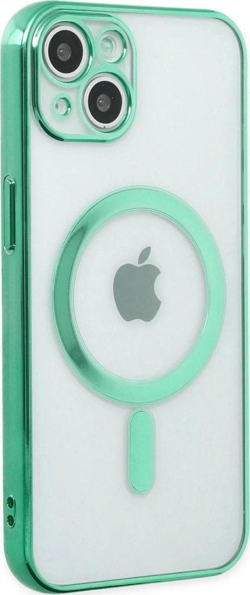 iPhone 14 Plus Kılıf Magneticsafe Lazer Silikon - Haki Yeşil