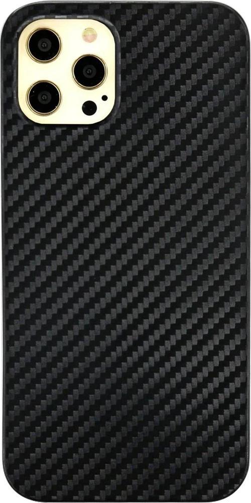 iPhone 12 Pro Max Kılıf Karbon PP Silikon - Siyah
