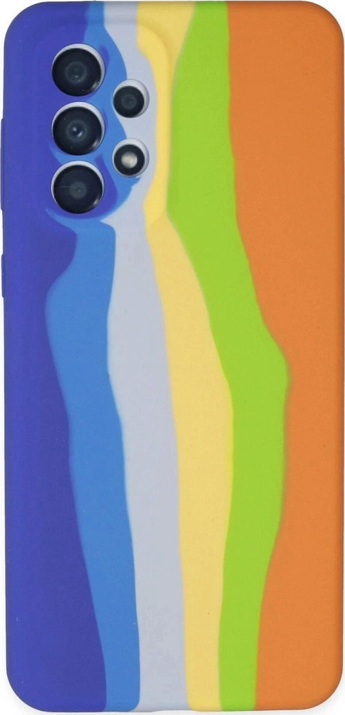 Samsung Galaxy A73 5G Kılıf Ebruli Lansman Silikon - Mavi-Turuncu