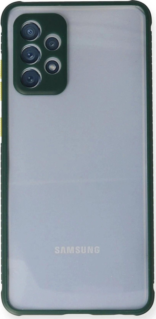 Samsung Galaxy A52 Kılıf Miami Şeffaf Silikon - Koyu Yeşil
