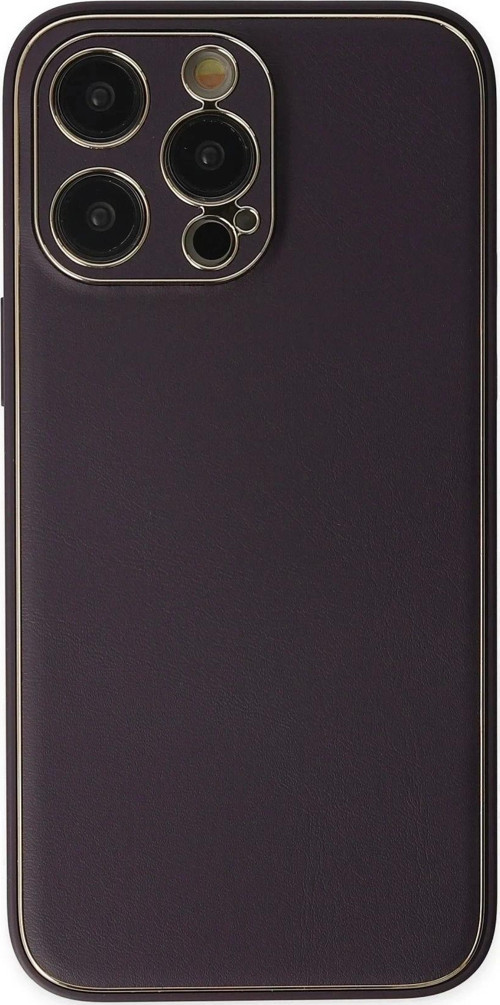 iPhone 13 Pro Kılıf Coco Deri Silikon Kapak - Derin Mor