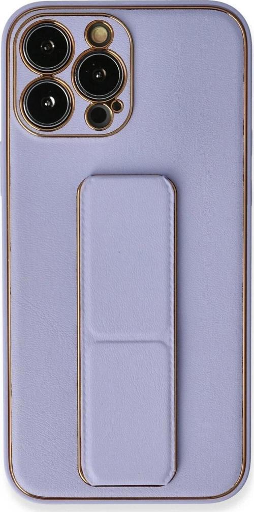iPhone 13 Pro Max Kılıf Coco Deri Standlı Kapak - Lila