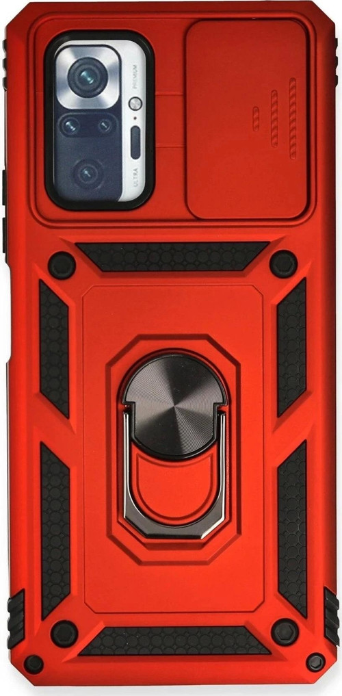 Xiaomi Redmi Note 10 Pro Kılıf Pars Lens Yüzüklü Silikon - Kırmızı