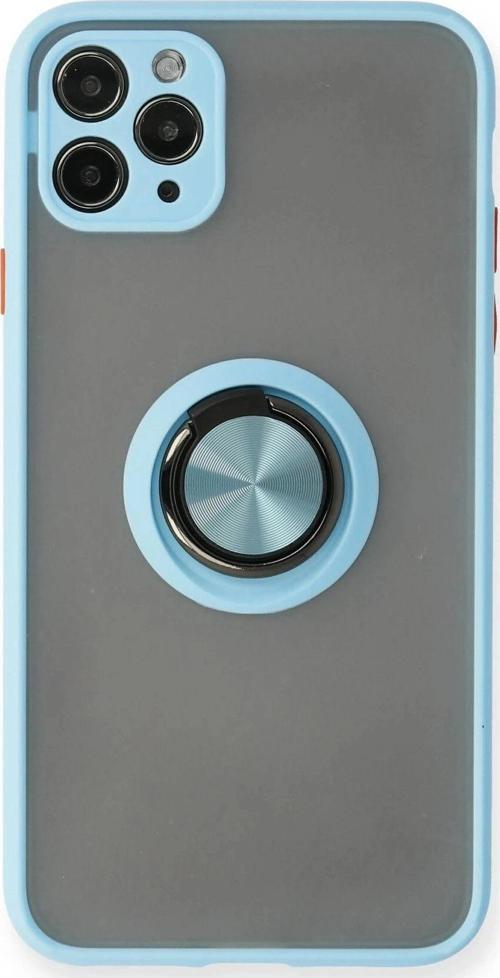 iPhone 11 Pro Max Kılıf Montreal Yüzüklü Silikon Kapak - Buz Mavi