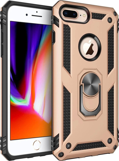 iPhone 7 Plus Kılıf Sofya Yüzüklü Silikon Kapak - Gold