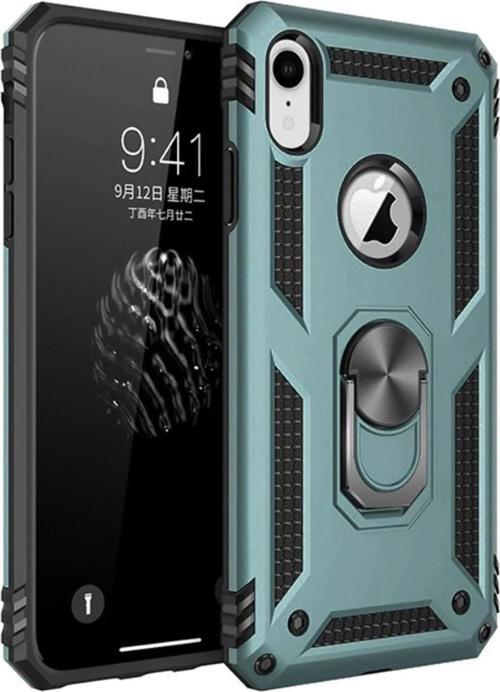 iPhone XR Kılıf Sofya Yüzüklü Silikon Kapak - Yeşil