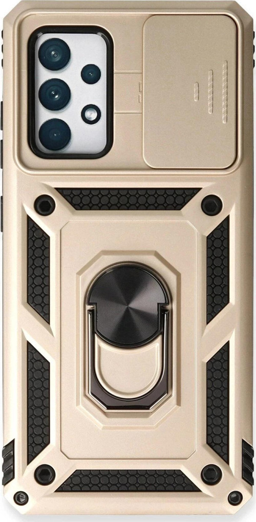 Samsung Galaxy A53 5G Kılıf Pars Lens Yüzüklü Silikon - Gold