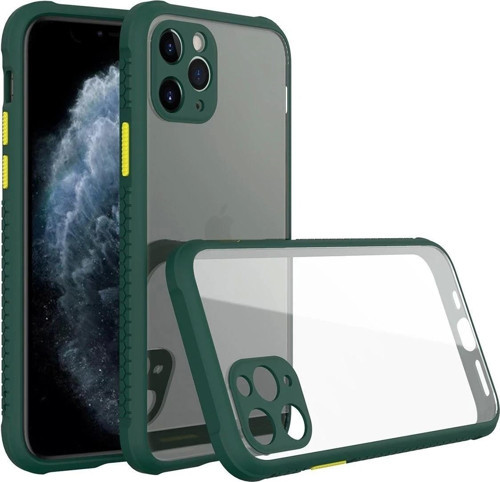 iPhone 11 Pro Max Kılıf Miami Şeffaf Silikon - Koyu Yeşil