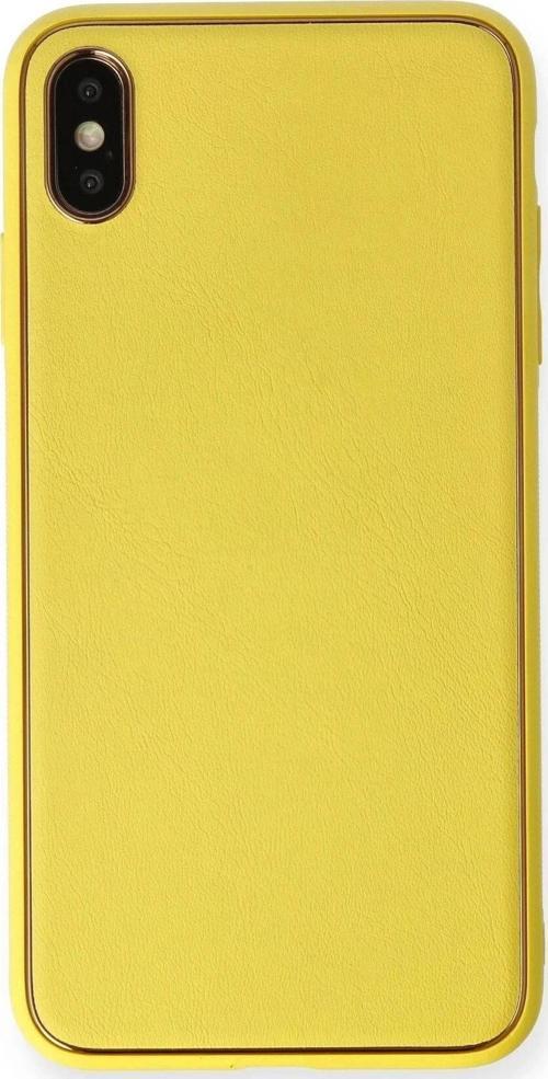 iPhone XS Max Kılıf Coco Deri Silikon Kapak - Sarı