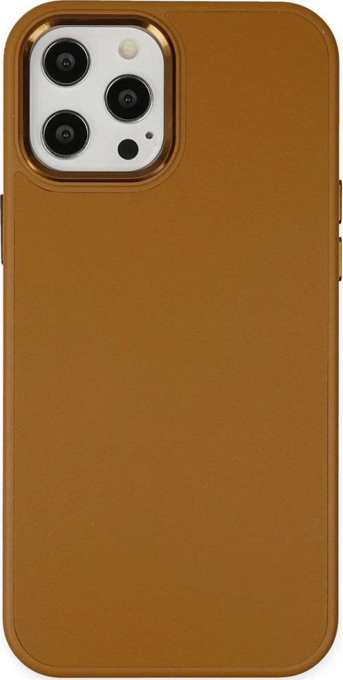 iPhone 12 Pro Max Kılıf Asya Deri Silikon - Kahverengi
