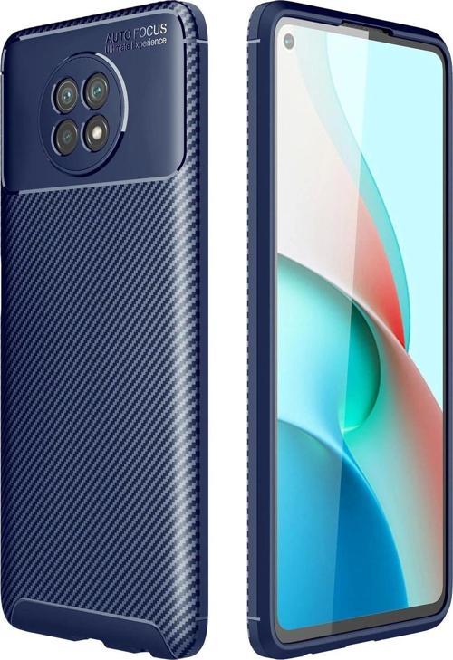 Xiaomi Redmi Note 9 5G Kılıf Auto Focus Karbon Kapak - Lacivert