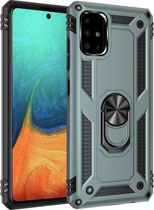 Samsung Galaxy A71 Kılıf Sofya Yüzüklü Silikon Kapak - Yeşil