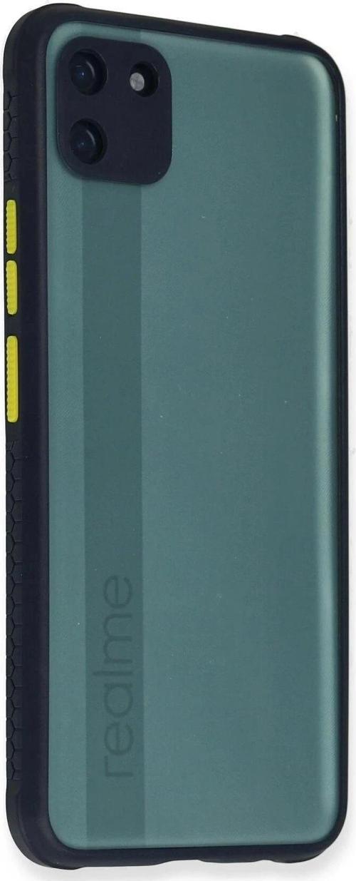 Realme C11 Kılıf Miami Şeffaf Silikon - Lacivert