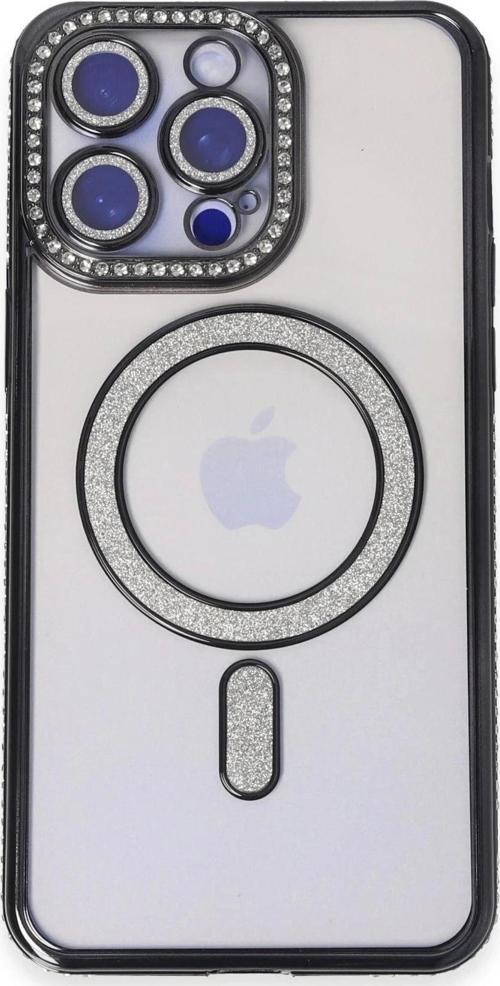 iPhone 14 Pro Kılıf Joke Simli Magneticsafe Kılıf - Siyah