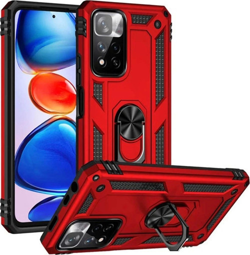 Xiaomi Redmi Note 11 Pro Plus 5G Kılıf Sofya Yüzüklü Silikon Kapak - Kırmızı