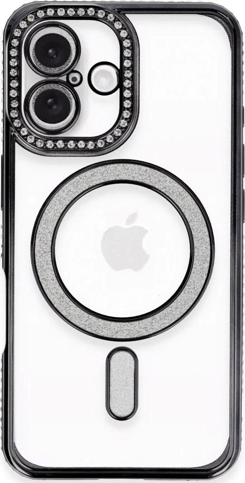 iPhone 16 Plus Kılıf Joke Simli Magneticsafe Kılıf - Siyah