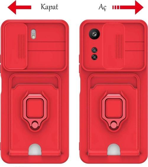 Xiaomi Redmi 13C Kılıf Zuma Kartvizitli Yüzüklü Silikon - Siyah