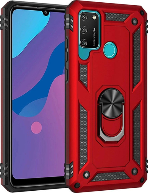 Huawei Y6P Kılıf Sofya Yüzüklü Silikon Kapak - Kırmızı